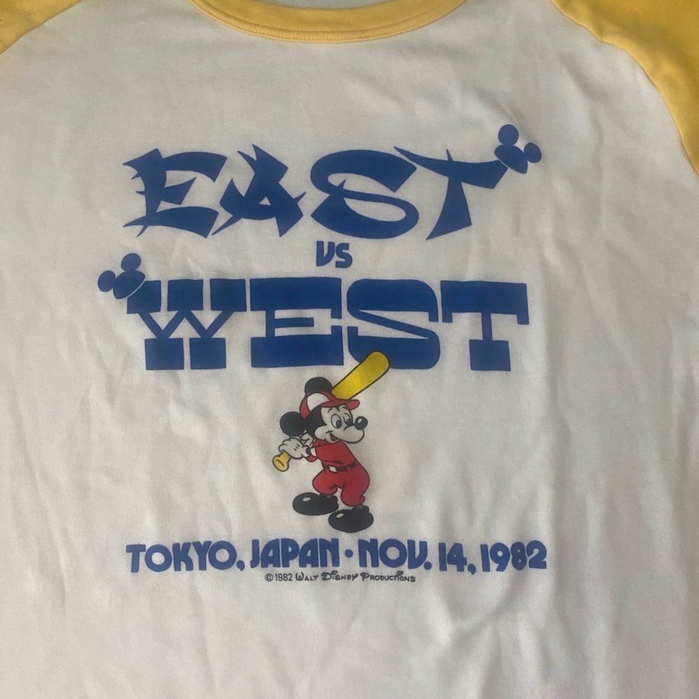 1982 Mickey Mouse East vs West Tokyo baseball shirt